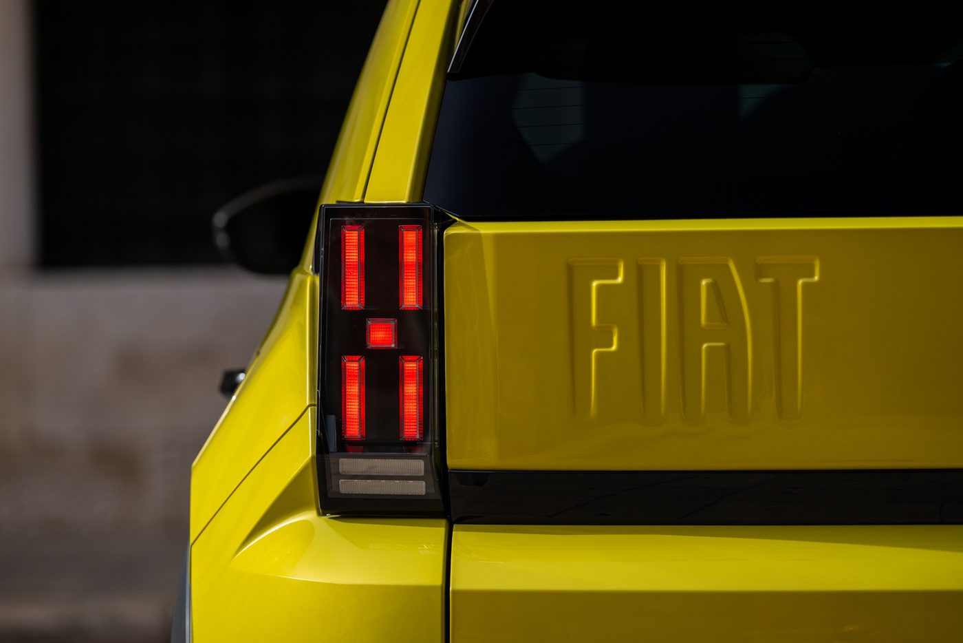 Rear detail of the FIAT Grande Panda with its pixel taillight